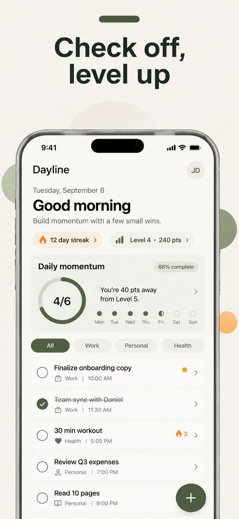 Dayline day planner App Store screenshot made with Nuvex, frame 5