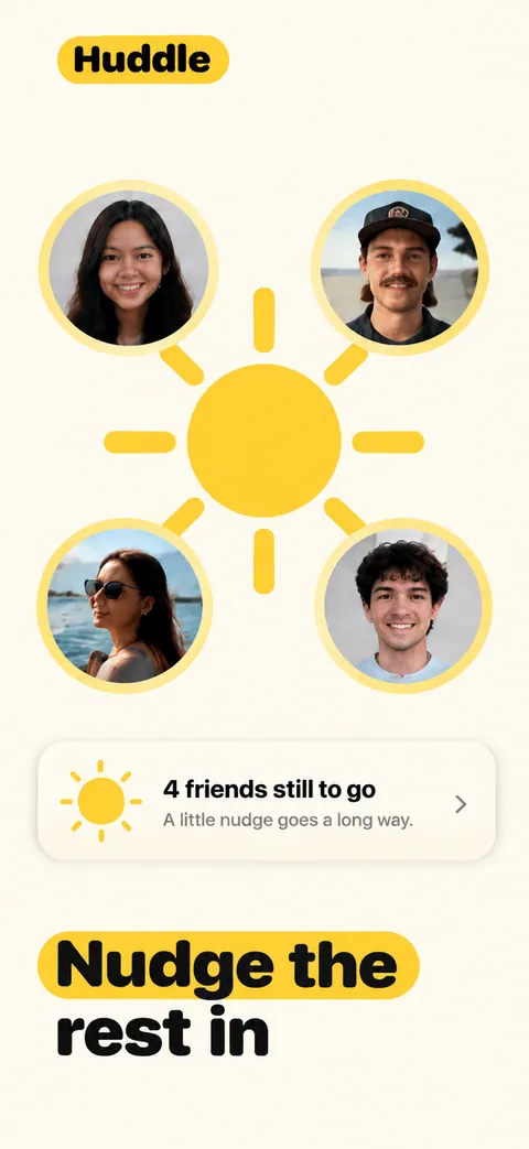 Huddle photo-a-day social app App Store screenshot made with Nuvex, frame 5