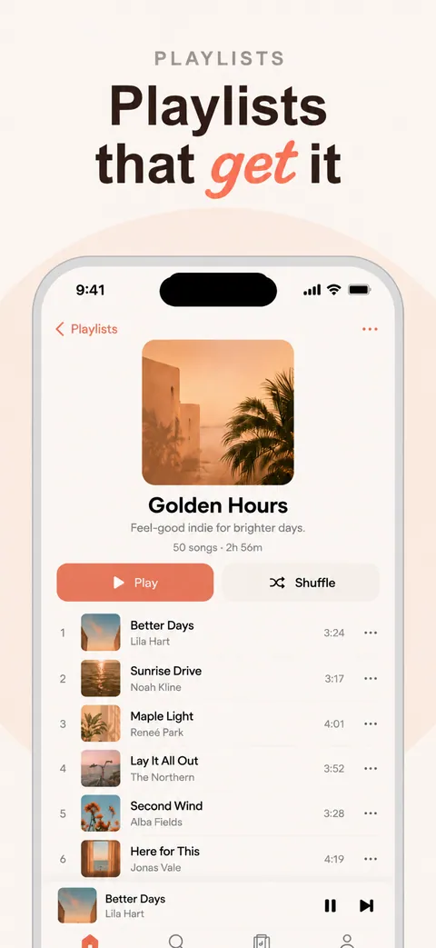 Hum music player App Store screenshot made with Nuvex, frame 2