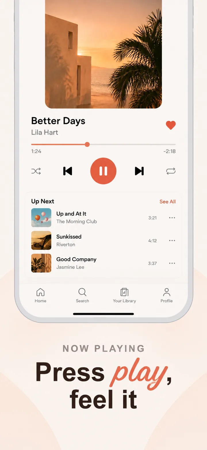 Music player App Store screenshots made with Nuvex, frame 4