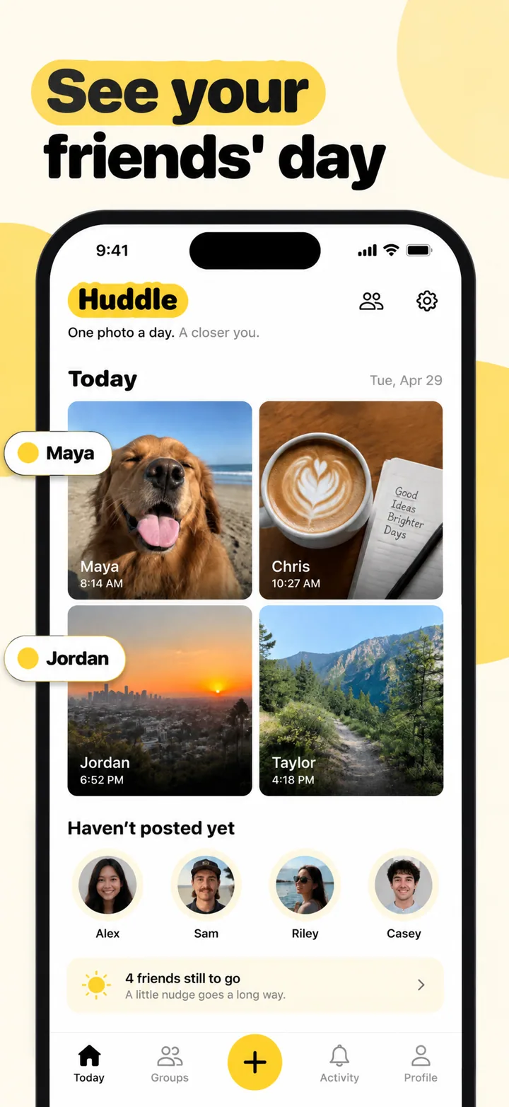 Photo-a-day social app App Store screenshots made with Nuvex, frame 2